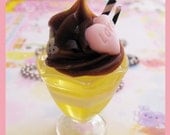 Huge Flan Pudding Ice Cream Sundae Necklace