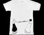 Mens Poly-Cotton Tshirt in White feat. Korssett Duel print in Black