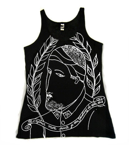 Wmns Modal-Silk Tank Top in Black feat. Guillaume print in White