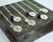 Bridesmaid Gift Set - Six Initial Birthstone Necklaces