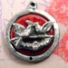 RESERVED for DINO - Lovebird Nest Red Handcast Pewter Bezel Medallion Focal Drop