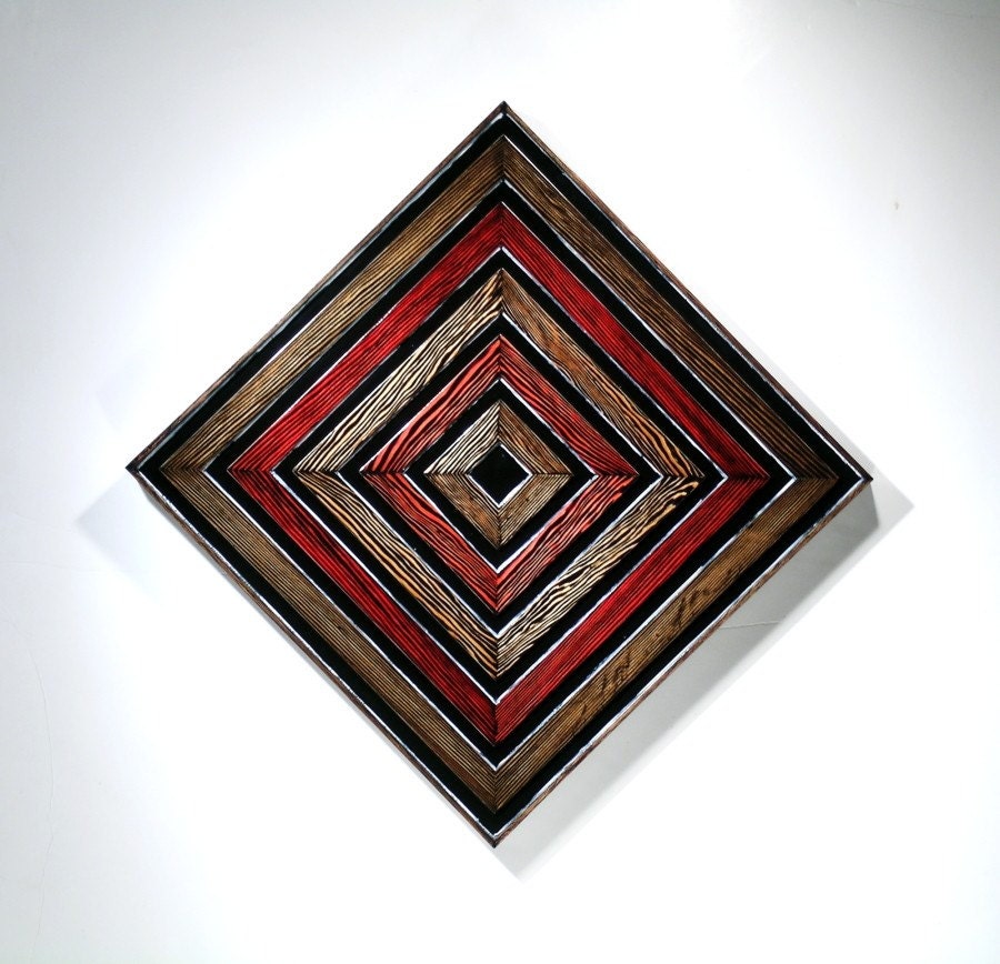 Modern Reclaimed Wood Wall Sculpture.