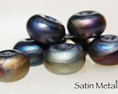 Satin Metallics, 25 round handmade lampwork beads, different metallic colors, spacers by Beadfairy Lampwork, SRA