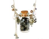 LIQUIDATION SALE Labradorite Glass Bottle Vessel Necklace