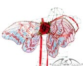 LIQUIDATION SALE Calliope No.1 - Small Iridescent Cellophane Fairy Wings in Red Glitter