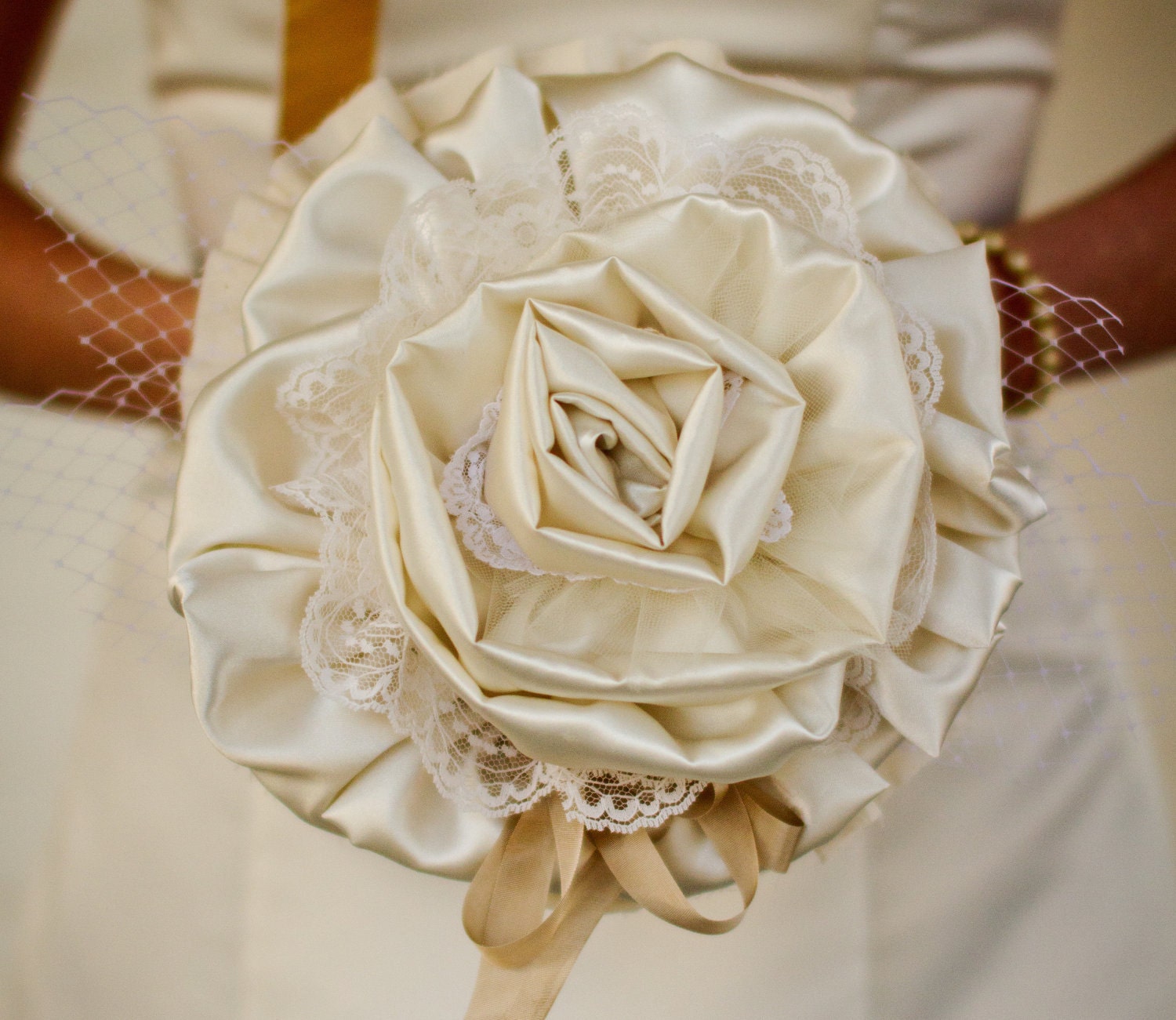 Small Bridal Bouquet, Fabric Flower - Wedding, Vintage Wedding - Fabric Bouquet, Fabric Flower Bouquet, Bouquet, Bridal Bouquet
