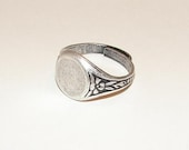 Adjustable Ring Blanks -10 Silver Ox (oxidized) Floral Style 7 Round Glue On Pad Adjustable Ring Blanks - Great for Glass, Buttons and More