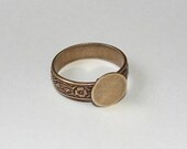 Adjustable Ring Blanks - 10 High Quality Nickel Free Brass Ox FLORAL Style 3 Glue On Pad Adjustable Ring Blanks, Hidden Adjustment