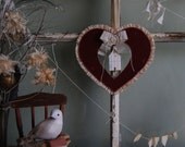 Where We Love is Home - Vintage Mixed Media Original Heart and Home Art