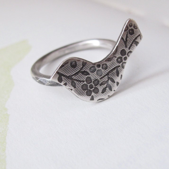 sterling silver bird ring