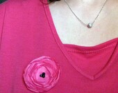 Fabric Poppy Pin Brooch - Fuchsia