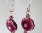 Fushia flower bead earrings