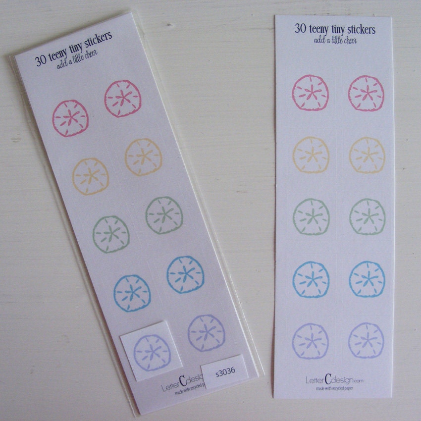 teeny tiny stickers - sand dollars