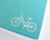 bike foil imprinted flat notecard set in teal