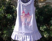 Personalized Princess Castle  Dress - Custom Made Sizes 6 mos-Girls 6X