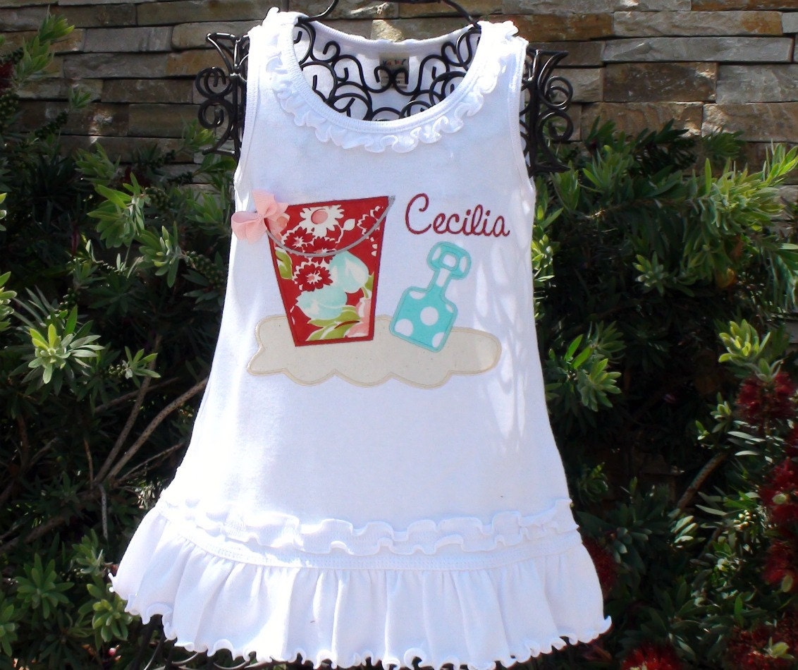 Personalized Beach Bucket Dress - Custom Made Sizes 6 mos-Girls 6X