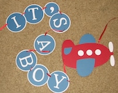 Airplane Baby Shower Banner- It's A Boy, Custom Colors Available