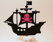Pirate Ship Cupcake Toppers (set of 24), Custom Skull or Number Color