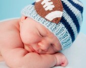 LIGHTBLUE AND NAVY Football Beanie-Newborn size- For Current Turnaround time Read below  - Hat was featured on the Etsy finds e-mail