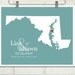 Wedding Map  : Custom Wedding Location and State Map Print - 8x10 / Maryland - Any State or Country Available