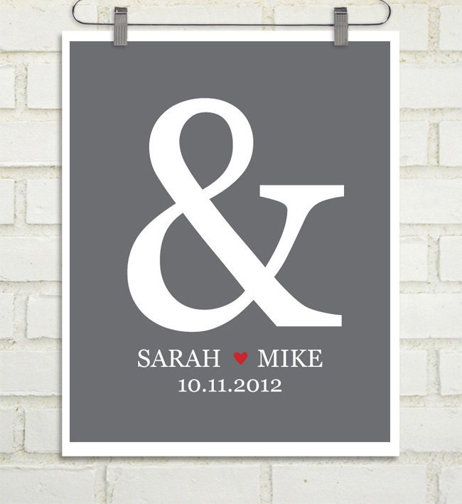 Personalized Wedding Gift : Custom Ampersand Wedding Date Print - 8x10 / Bridal Shower Gift - Engagement Present
