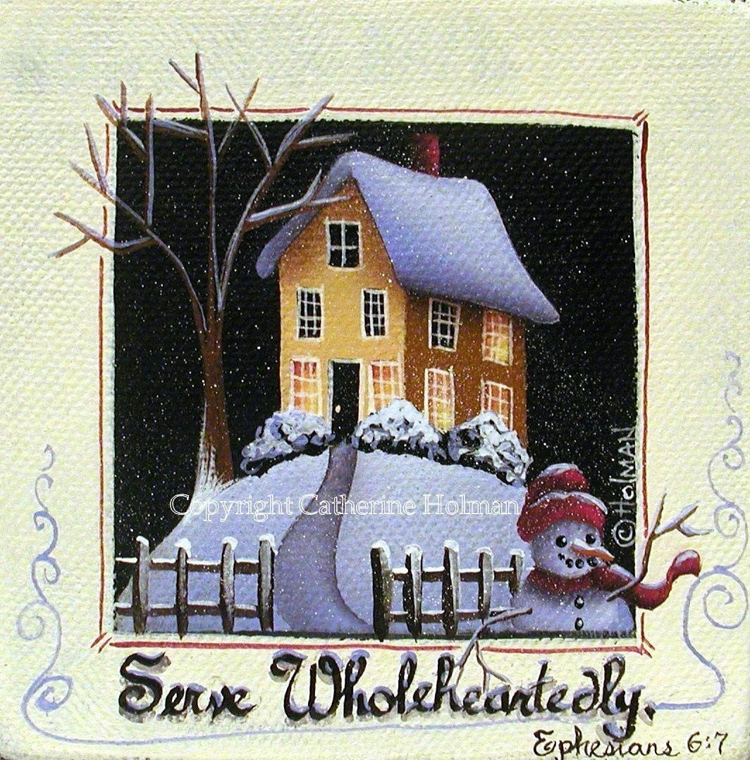 Folk Art Print Serve Wholeheartedly