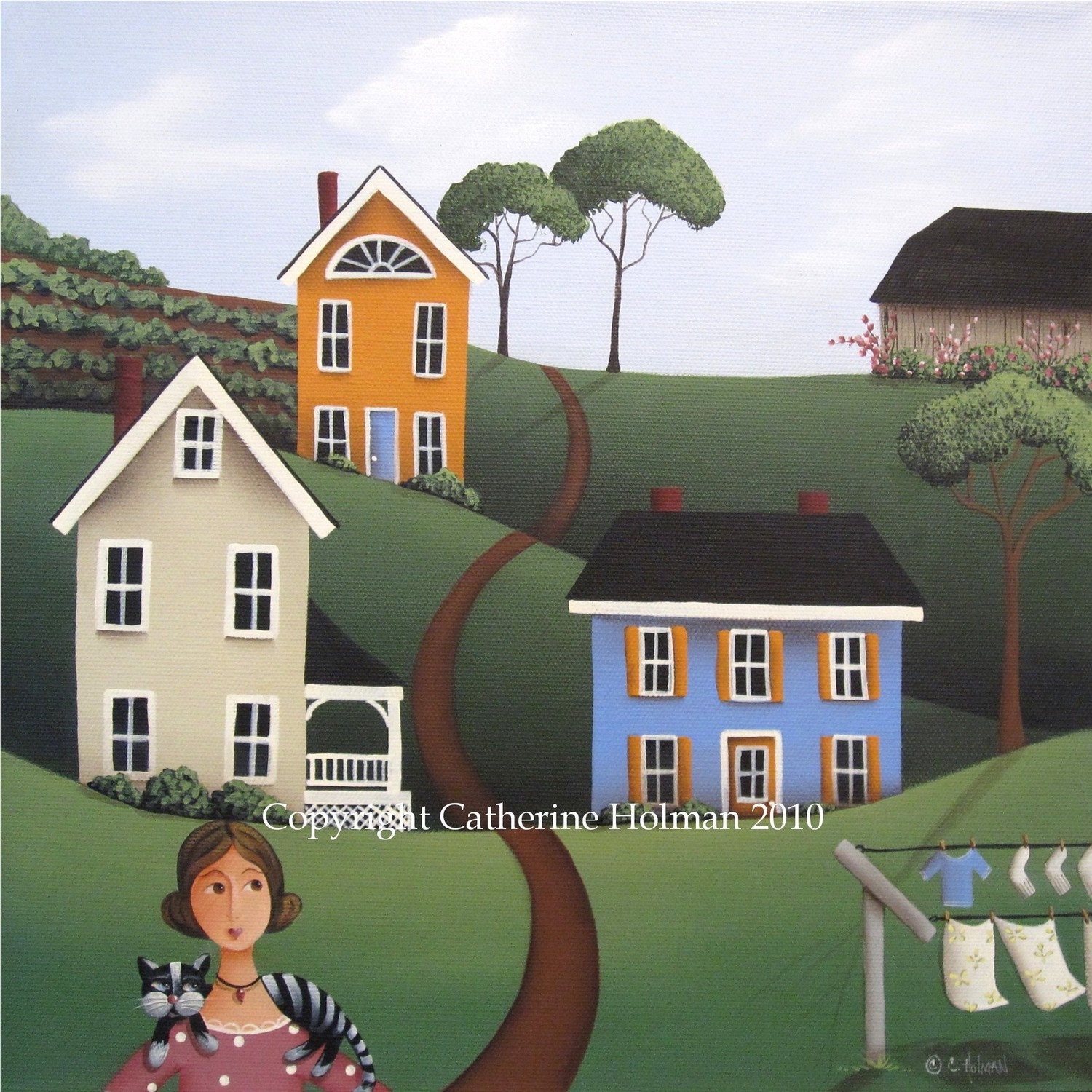 Folk Art Print Betty and Oreo
