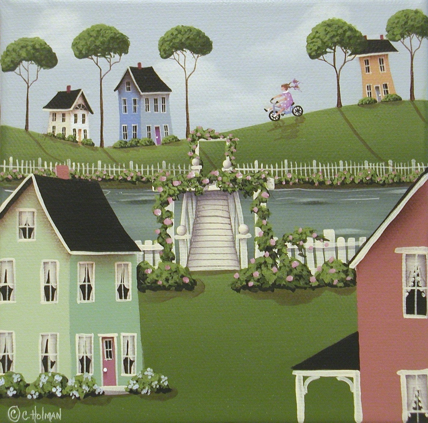 Folk Art print Wild Rose Crossing