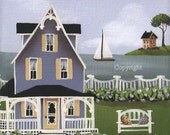 Folk Art Print Hydrangea Cove