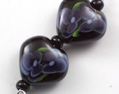 Handmade Lampwork Beads Midnight Violets set 2