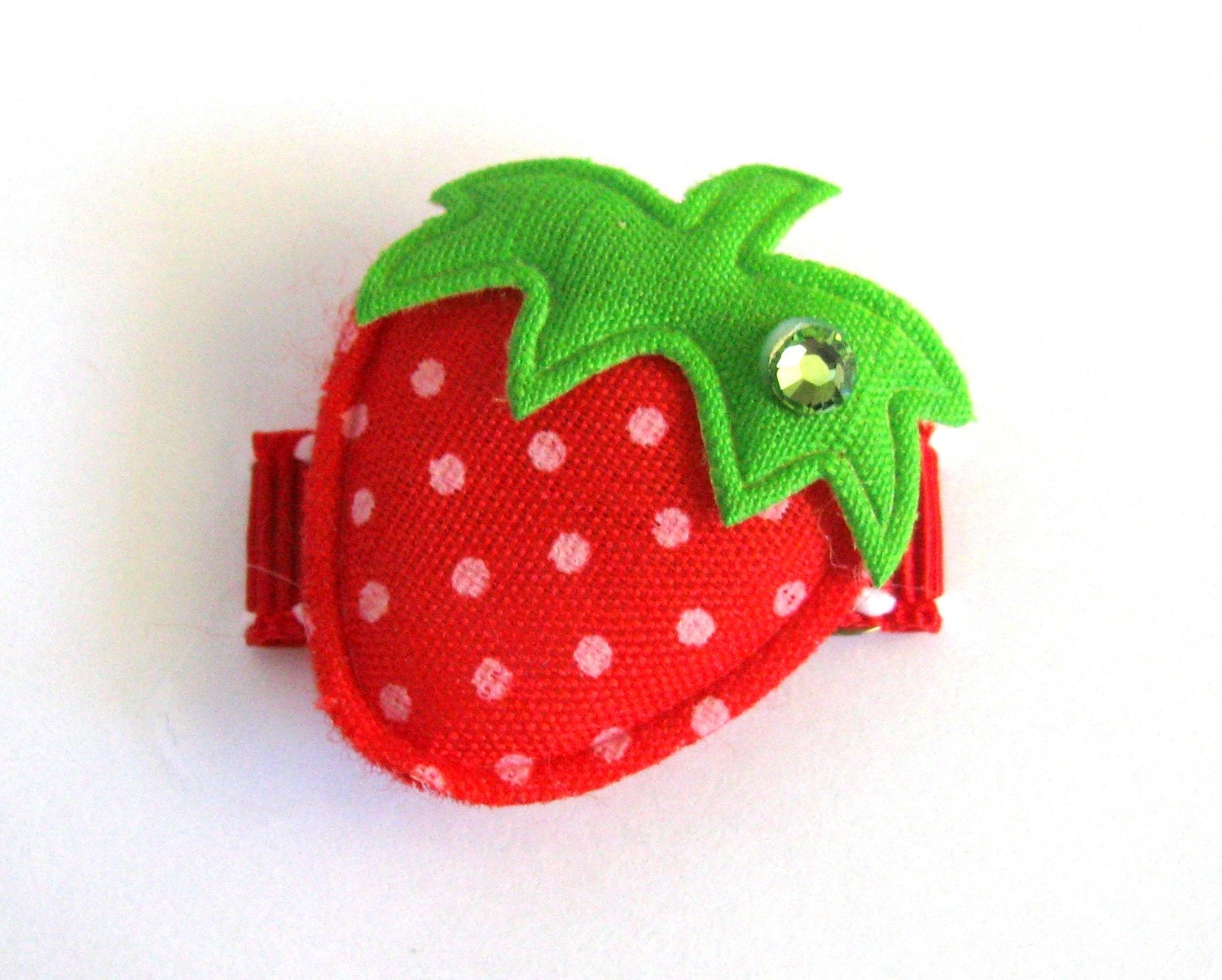 1 No-Slip, Strawberry Snap Clip with a touch of bling....
