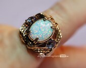 Handmade Wire Jewelry - Opal and  Alexandrite Wire Wrapped Prong Ring