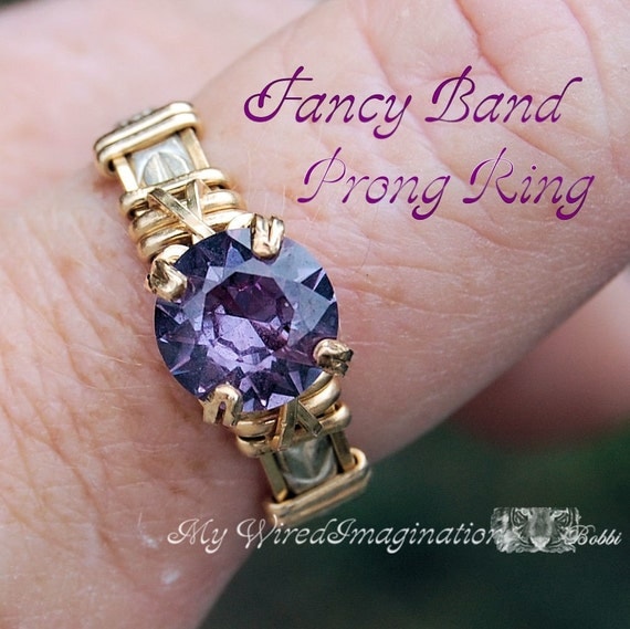 Wire Jewelry Tutorial - Wire Wrapped Fancy Band Prong Ring - Instant Downloadable PDF File