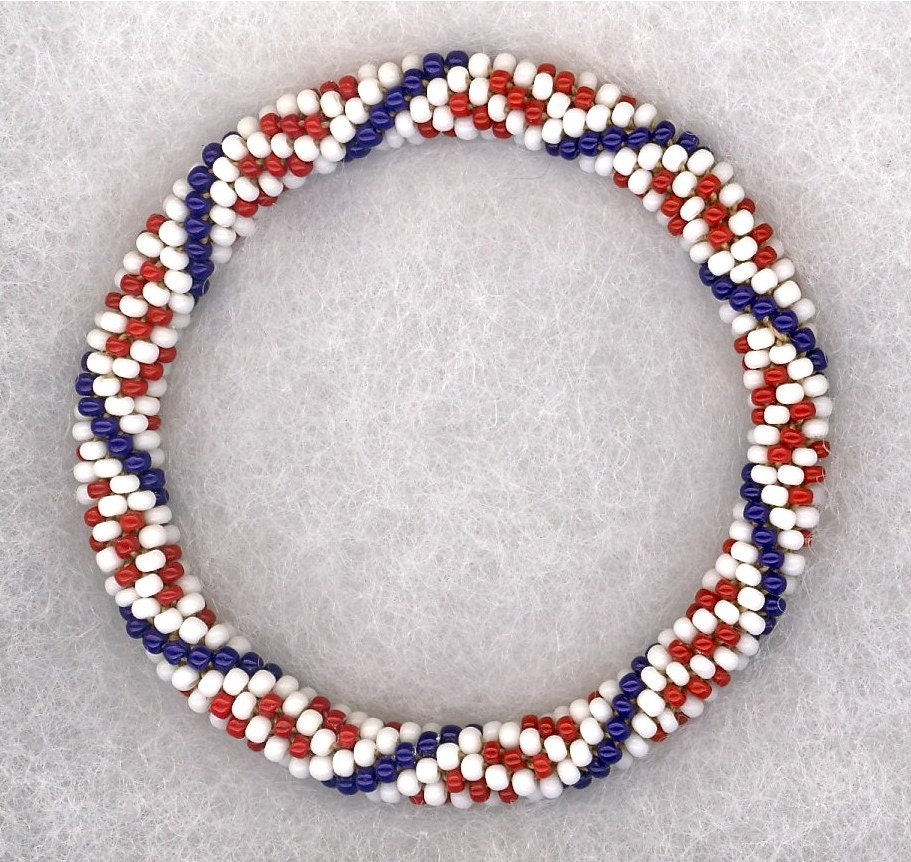 Glory Stripes Bead Crochet Bangle