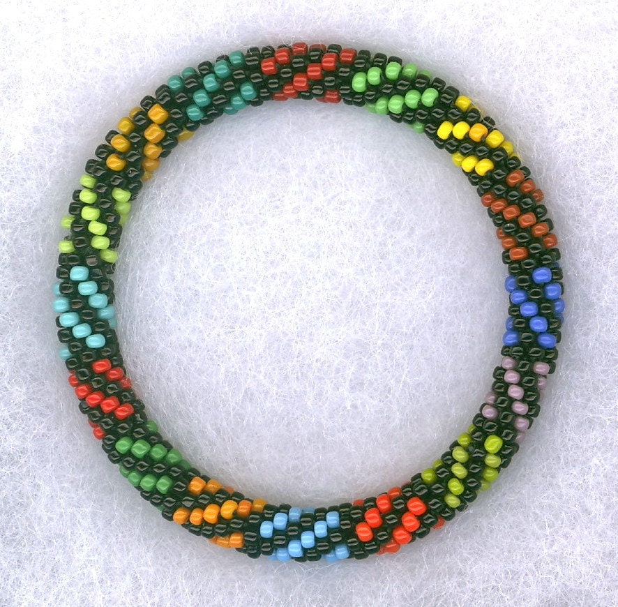 Technicolor Bead Crochet Bracelet