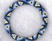 Blackberry Mosaic Bead Crochet Bracelet