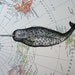 Narwhal Print on Arctic Map - 5 x 7 North Pole and Greenland Narwhal Map Print