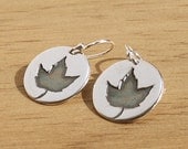 Maple Leaf Disc Earrings sterling earwires unique handmade recycled fine silver autumn design