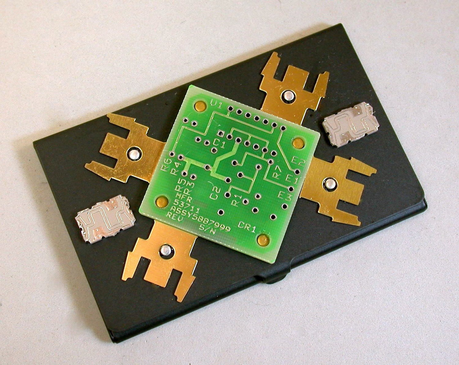 Recycled CIRCUIT BOARD Geek Techie Card Holder Vintage PAPERWEIGHT
