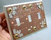 Recycled CIRCUIT Board Triple Mocha Brown Light SWITCH PLATE