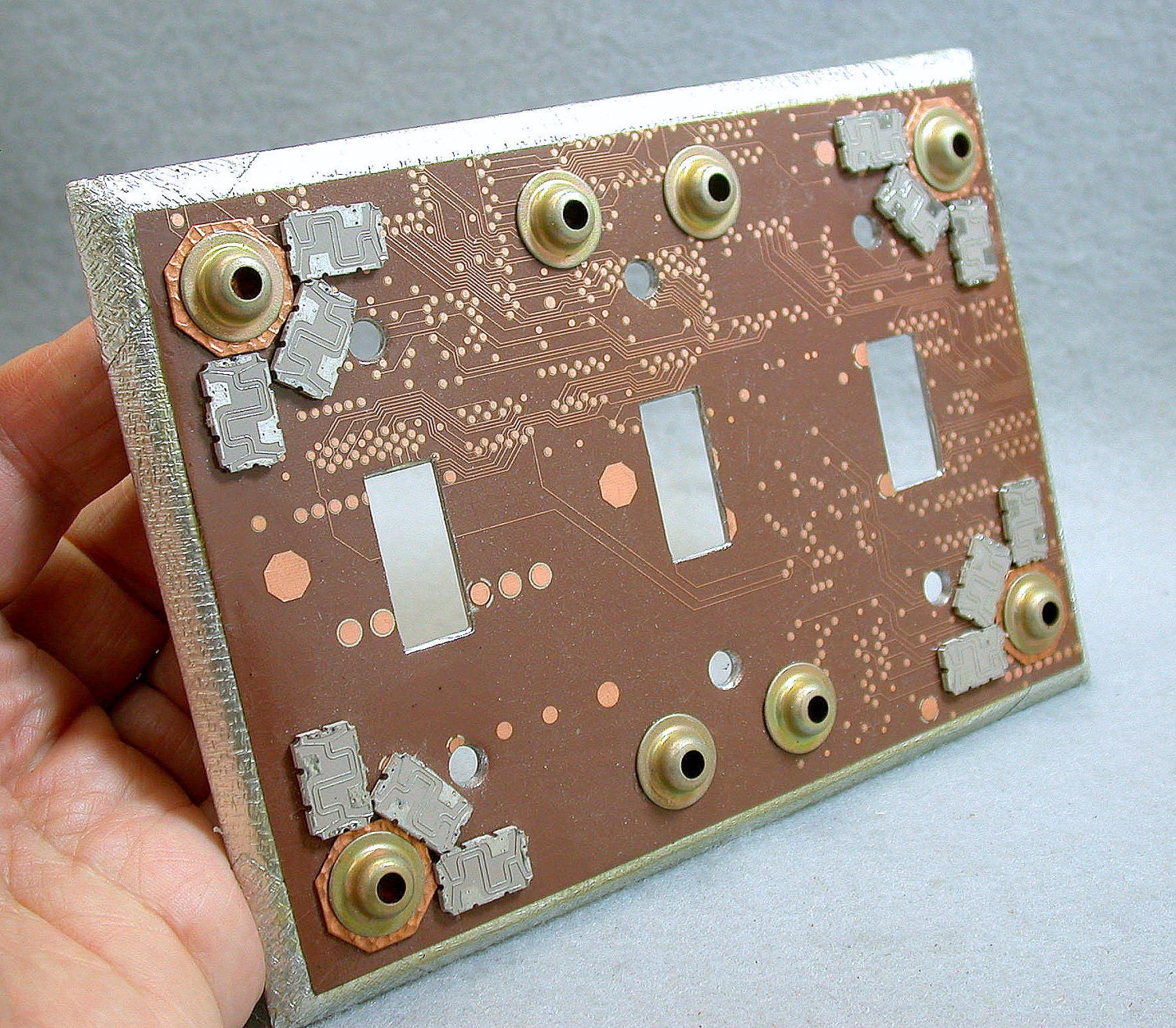 Recycled CIRCUIT Board Triple Mocha Brown Light SWITCH PLATE