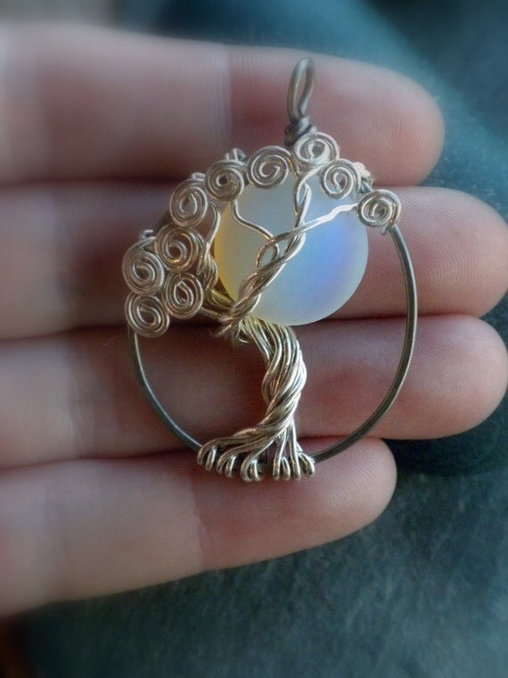 Moonlight Sterling Silver Tree of Life Pendant Necklace-Birthstone colors available on request