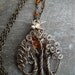 Forest with Amber Sun and Bird Necklace-Large pendant-Trees of Life