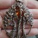 Forest with Amber Sun and Bird Necklace-Large pendant-Trees of Life