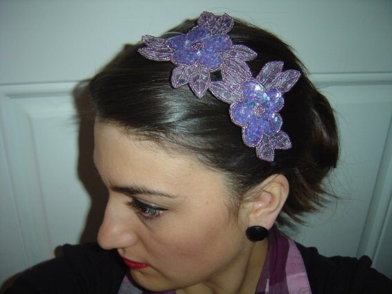new moon purple sequin headband