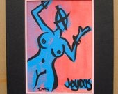 Original Art Blue Girl: "Joyous" Double Matted and Ready to Frame