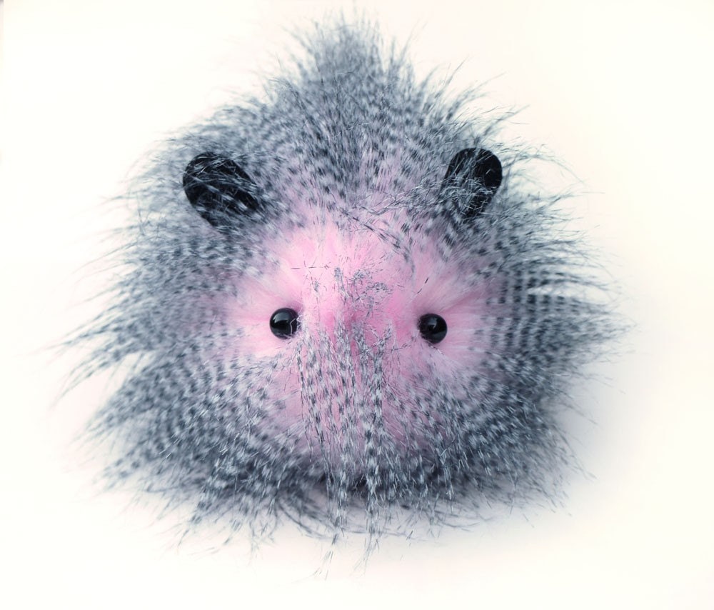 Pink Razzie Stuffed Guinea Pig Faux Fur Plushie Toy - Medium Size