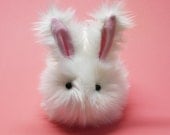 Cottonball Bunny White Faux Fur Stuffed Animal Toy Plushie - Large Size