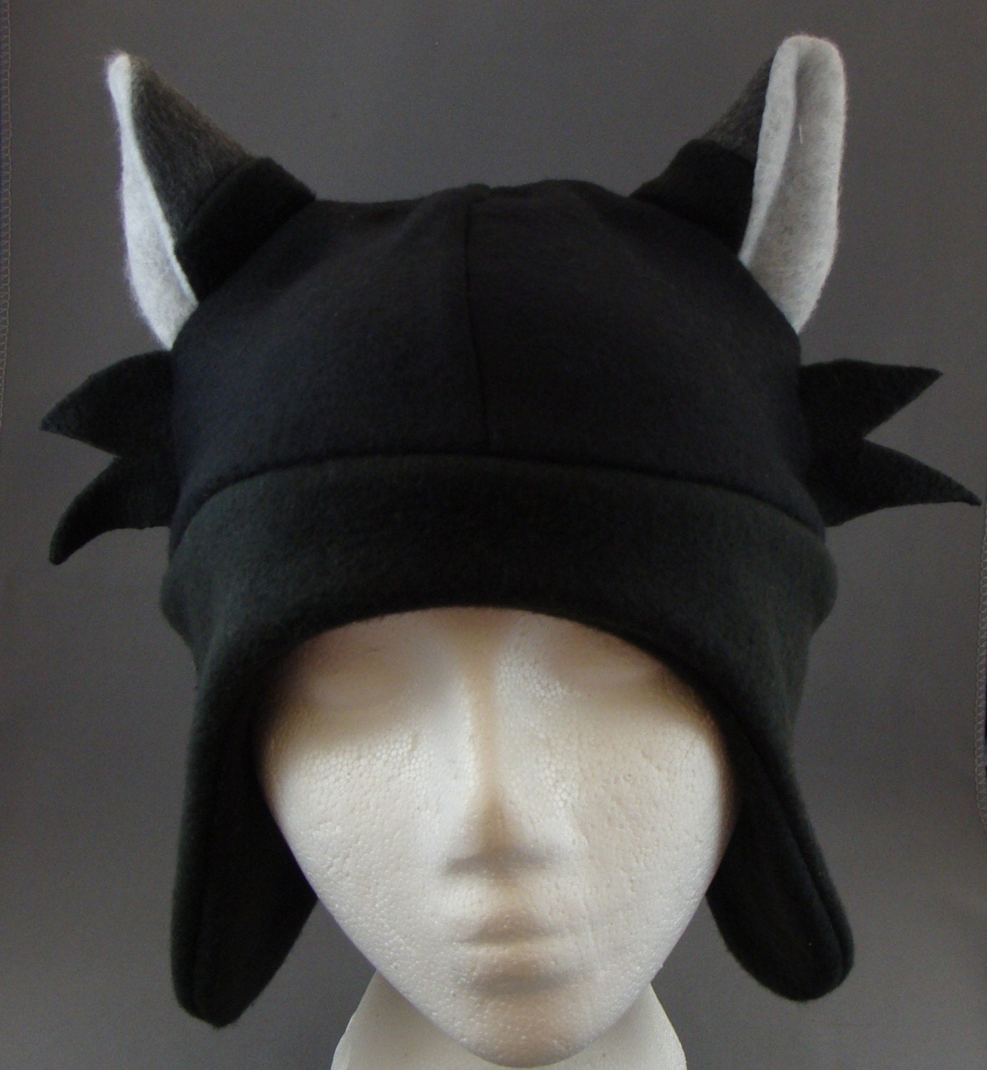 Black Wolf Animal Fleece Hat Cosplay Anime Skiing Snowboarding Winter Gothic Rave Punk