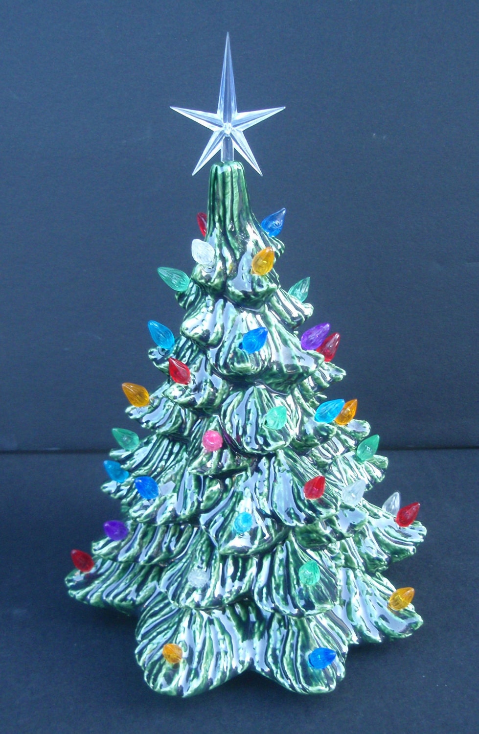 Vintage Style Lighted Christmas Tree - Small 8 inch